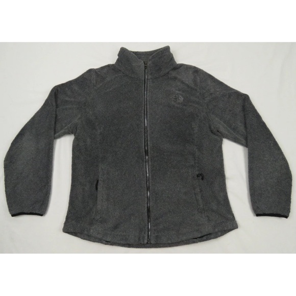 The North Face TNF Osito Fuzzy Fleece Gray Womens Full Zip Coat Jacket L - Picture 1 of 9